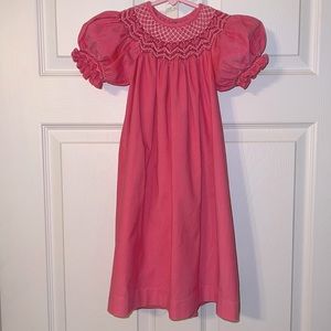 Mom and Me girls size 2 smock pink corduroy with smock pearl detail.  🩷